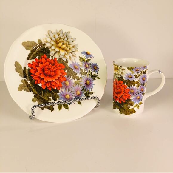 Mum Flower Plate &Cup Set St George’s Bone… - Picture 1 of 6